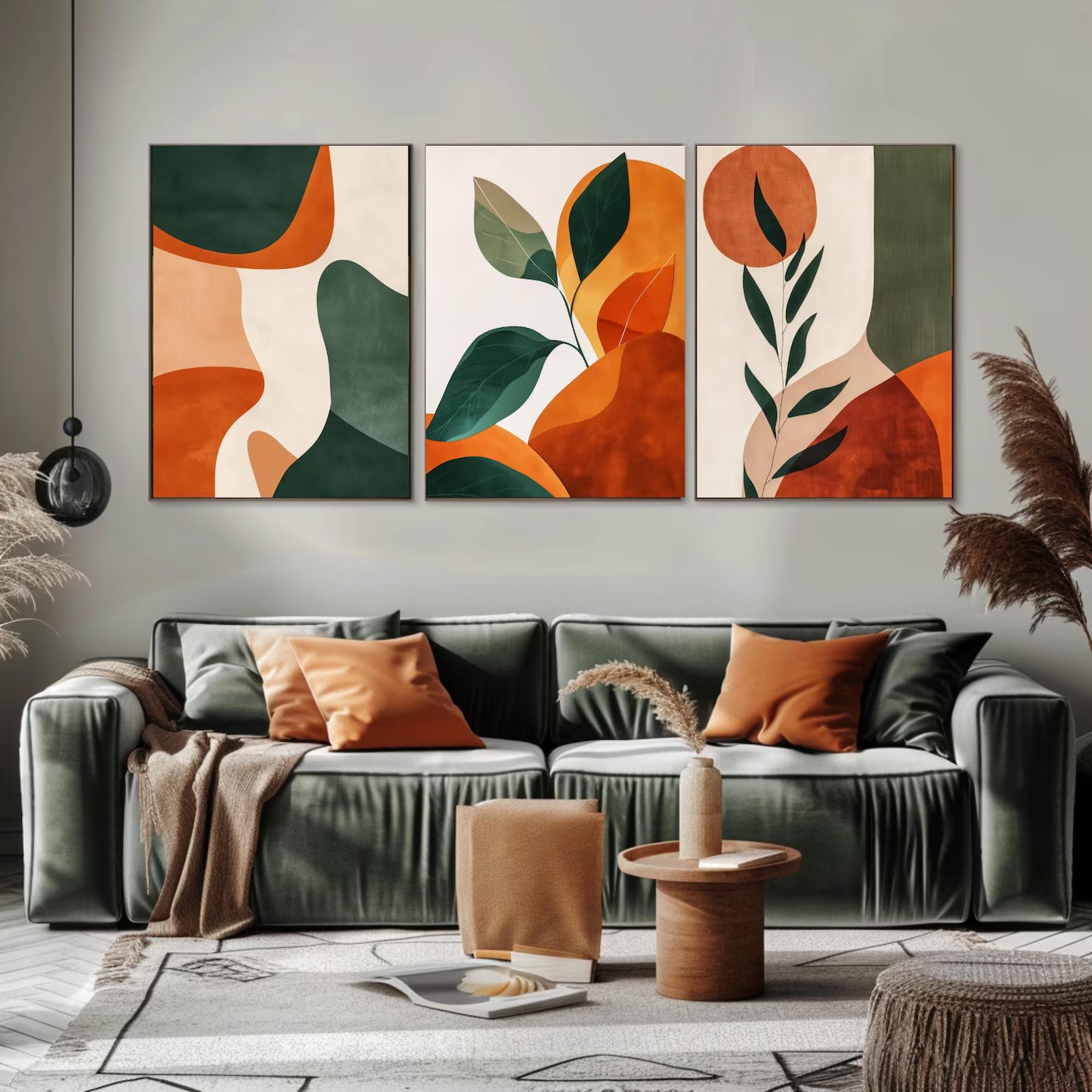 Verdant Horizon Painting | 3 Set Poster Combo | Modern Wall Posters