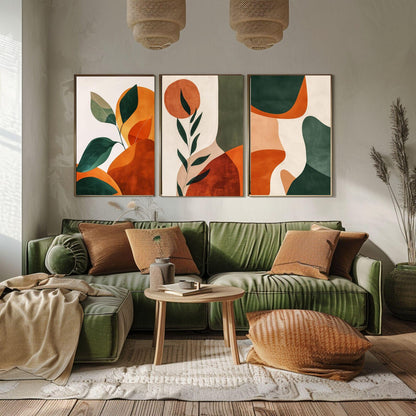 Verdant Horizon Painting | 3 Set Poster Combo | Modern Wall Posters