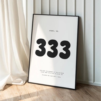 333 Angel Number | Minimalist Spiritual Wall Art | Wall Poster