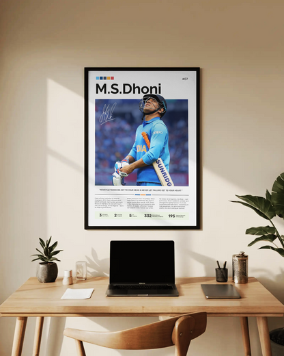 M.S.DHONI Poster | Cricket Legend's Edition | Modern Wall Poster